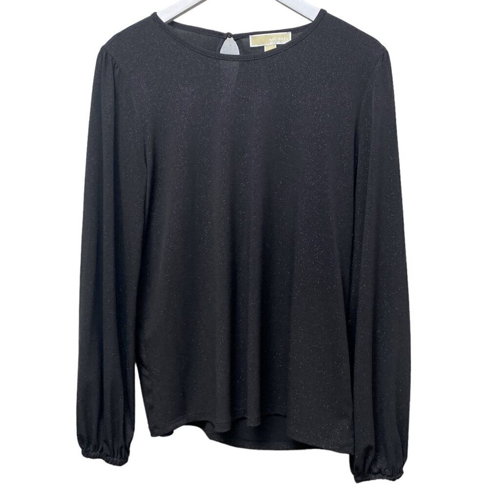 MICHAEL Michael Kors Black Sparkle Top M/L Womens Stretch Jersey Evening Top
